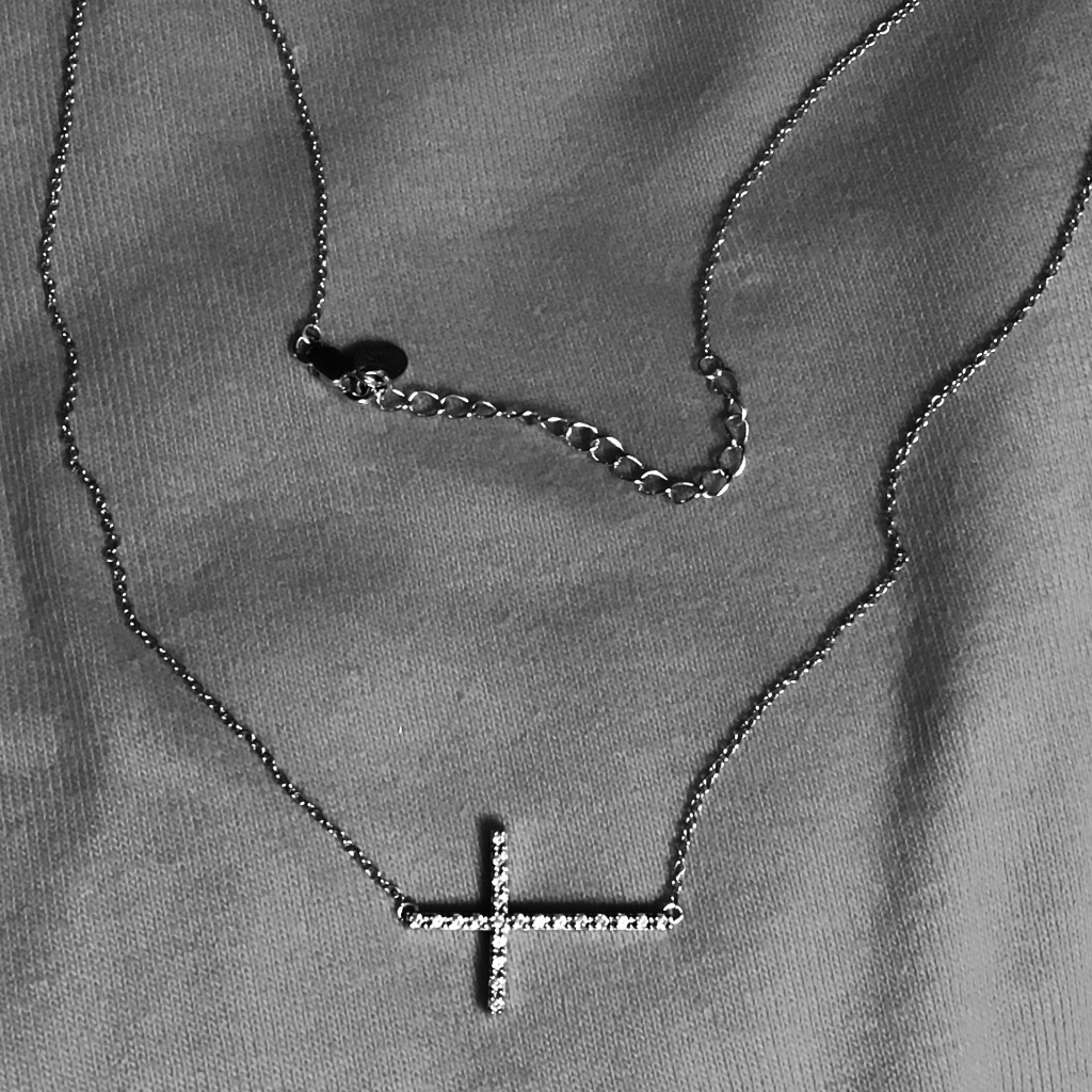 Silver Necklace With Diamond Cross